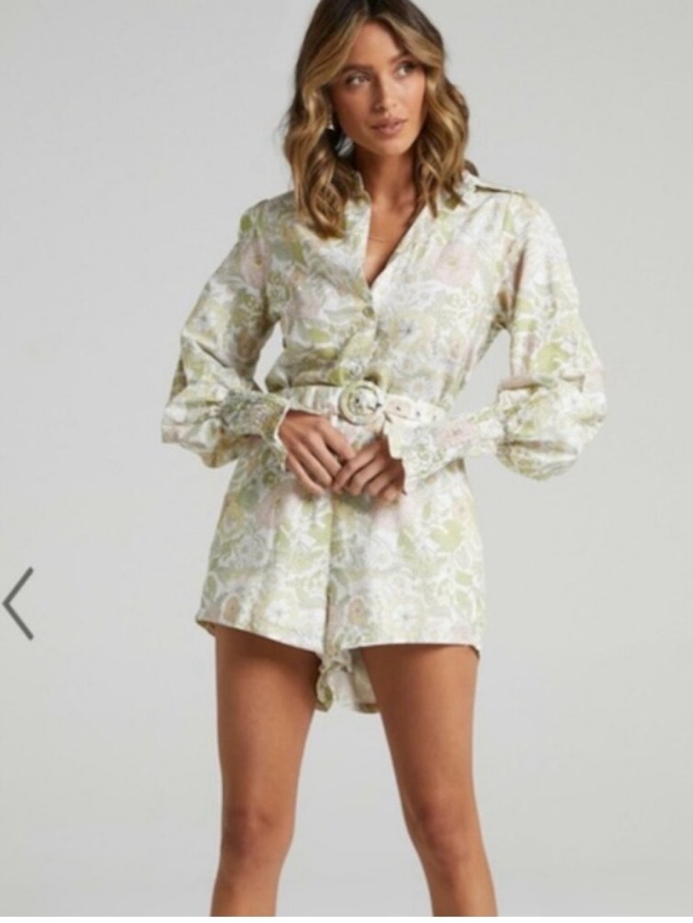 Charlie Holiday Pastel Floral Button-Down Shirt in Green & Pink sz 6